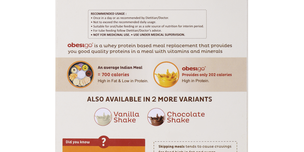 Obesigo  – Best Meal Replacement Shake for Weight Loss (350gm, 7 Sachets - Weekly Plan, Mango Flavour)