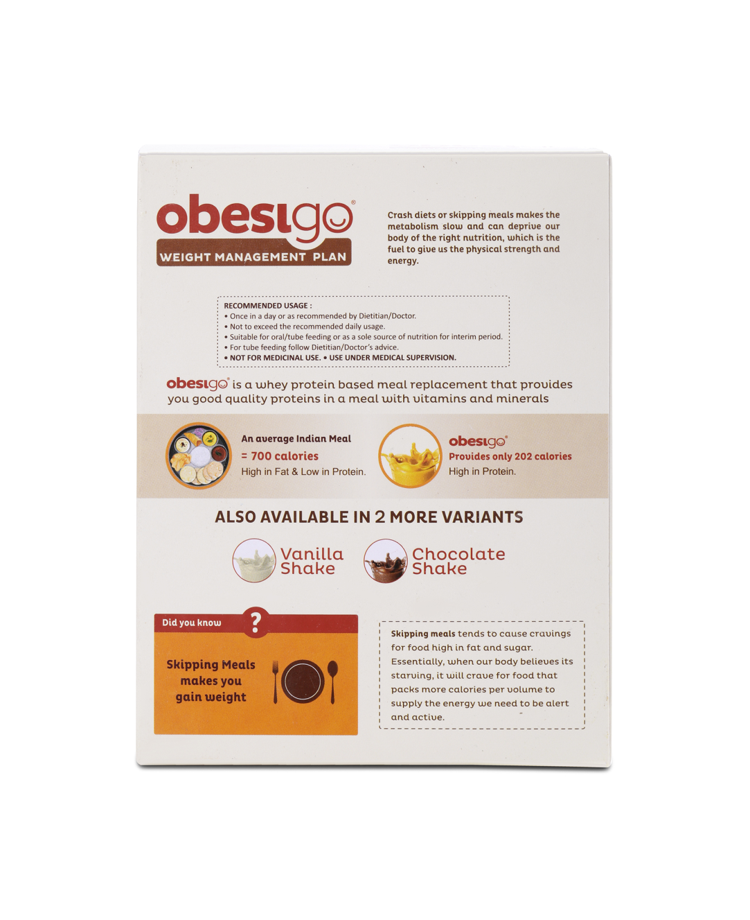 Obesigo BLCD Meal Replacement Weight Loss And Weight Management Plan  7 Sachets of 50 g each of Premium Mango shake (350gm) Weekly