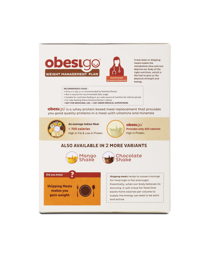 Obesigo BLCD Meal Replacement Weight Loss And Weight Management Plan  350gm (Vanilla Flavor, 7 Sachets of 50gm) Weekly