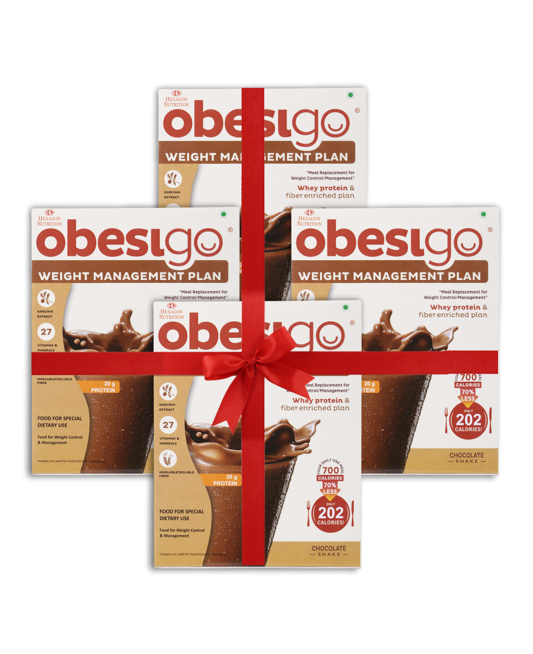 Obesigo Chocolate Weight Loss Shake – Pack of 4 - monthly pack
