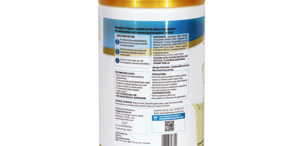 Pentasure CRITIPEP Peptide Diet - Critical Care Recovery Nutrition Supplement - 1 kg