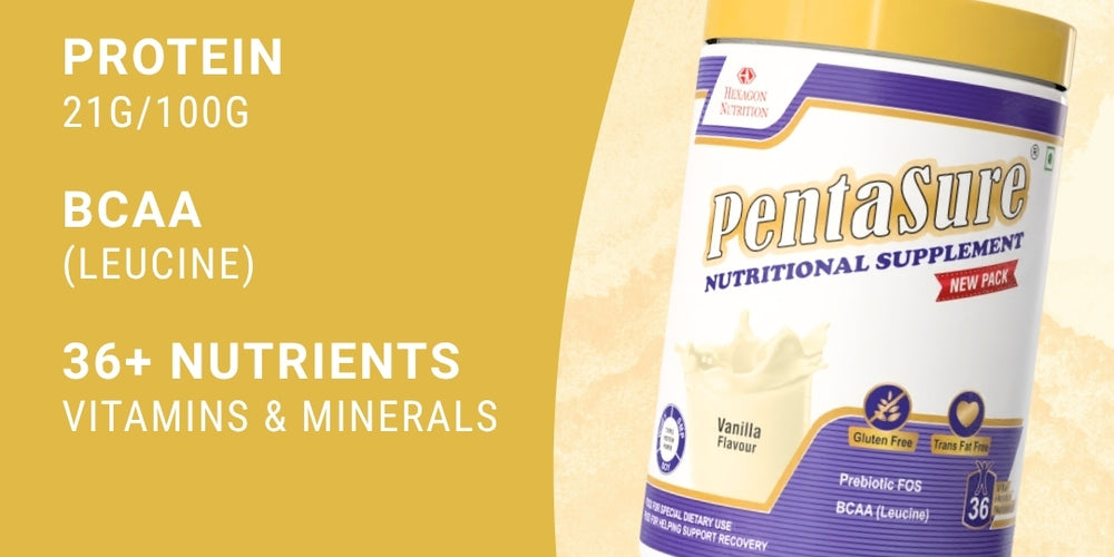 PentaSure Complete Balanced Nutrition | Daily Nutrition Protein Shake | Vanilla - 1kg | Whey, Milk & Soy Protein Blend | 36 Vital Nutrients | BCAA (Leucine) & Prebiotic FOS | Supports Energy, Immunity & Muscle Health | Easy to Digest Supplement