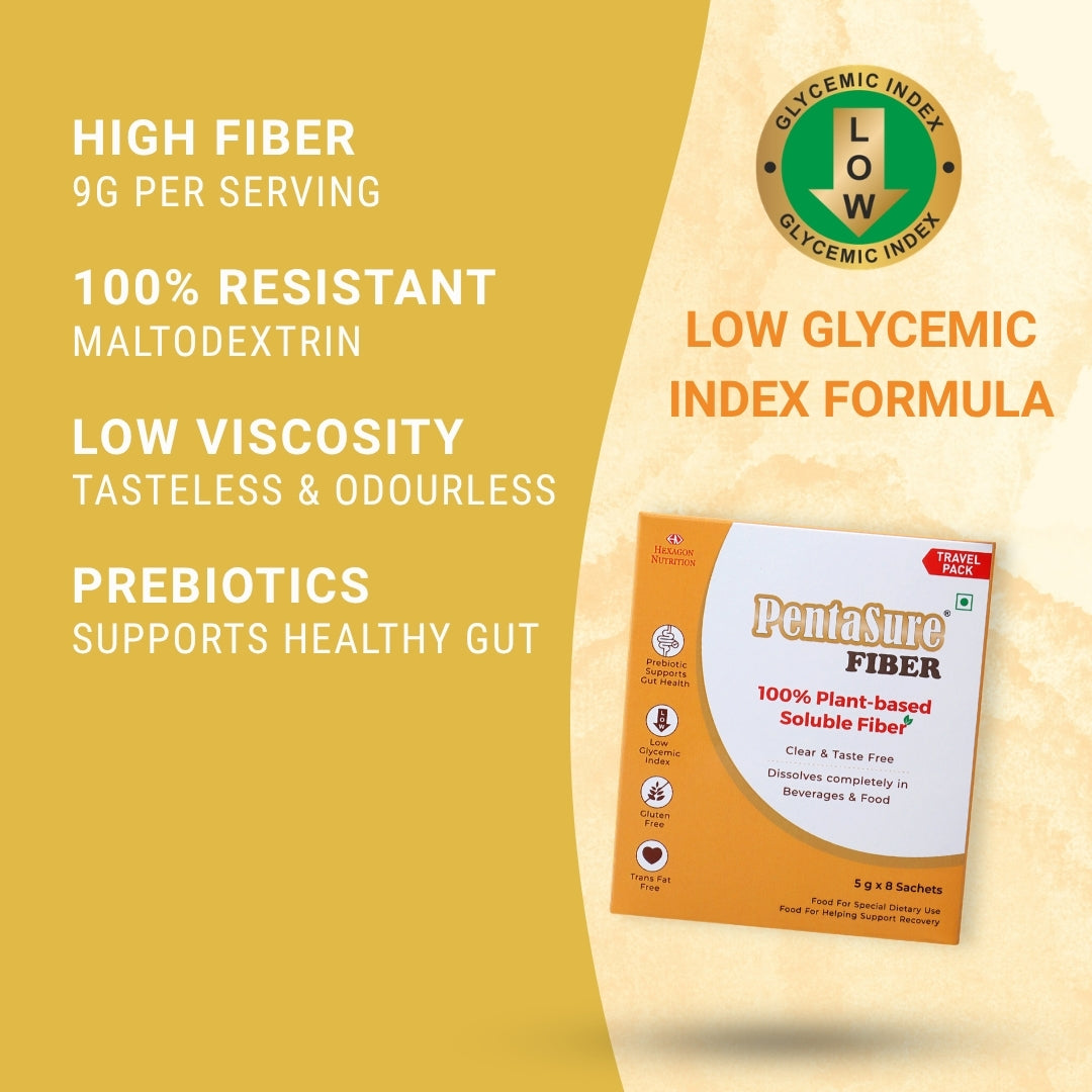 Pentasure Fiber- Soluble Prebiotic Fiber Supplement Powder - Travel Pack - each sachet of 5gm (8 x 50gm) -40gm